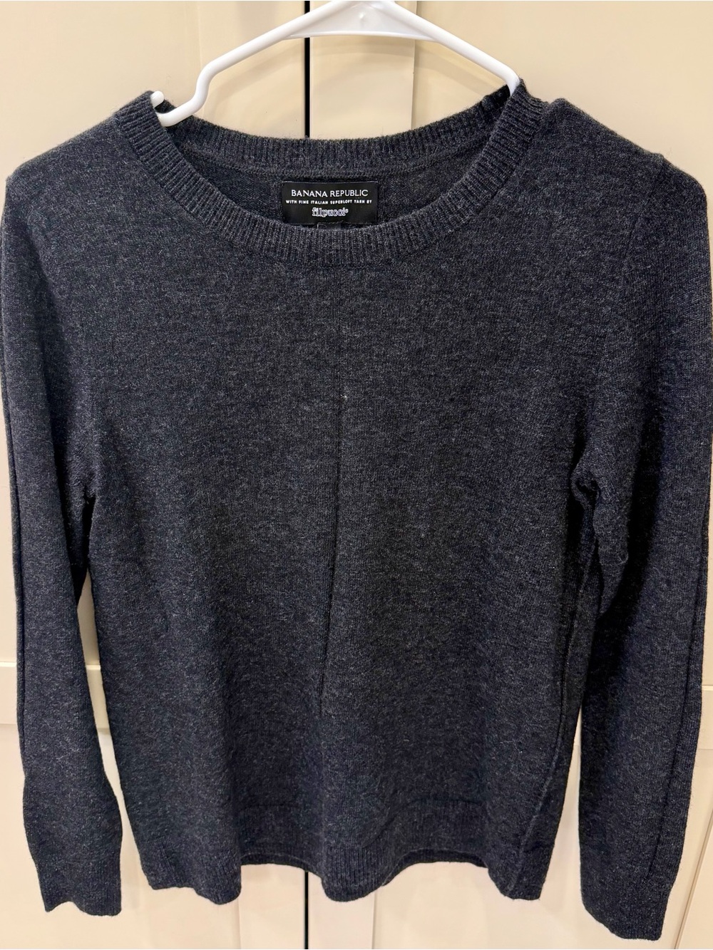 Banana Republic Charcoal Gray Crewneck Merino Wood Sweater